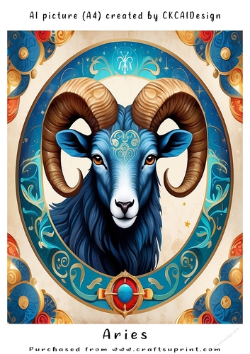A4 AI Beautiful Fantasy Zodiac Signs Aries
