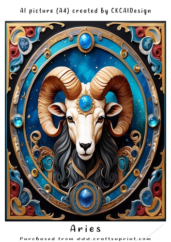 A4 AI Beautiful Fantasy Zodiac Signs Aries