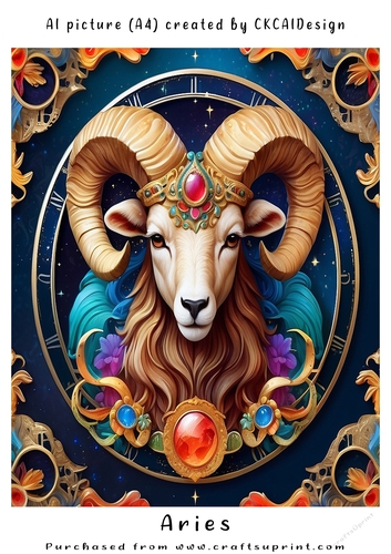 A4 AI Beautiful Fantasy Zodiac Signs Aries