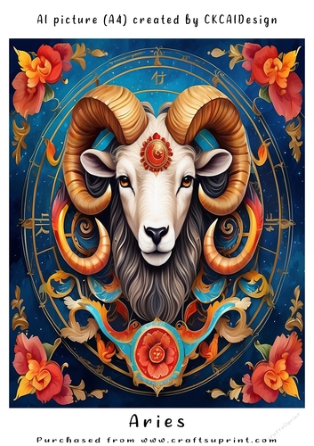 A4 AI Beautiful Fantasy Zodiac Signs Aries