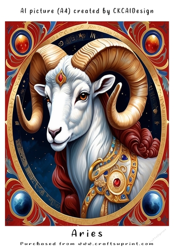 A4 AI Beautiful Fantasy Zodiac Signs Aries
