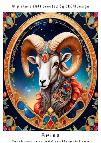 A4 AI Beautiful Fantasy Zodiac Signs Aries