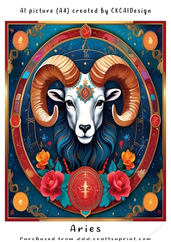 A4 AI Beautiful Fantasy Zodiac Signs Aries