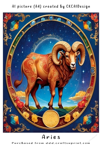 A4 AI Beautiful Fantasy Zodiac Signs Aries