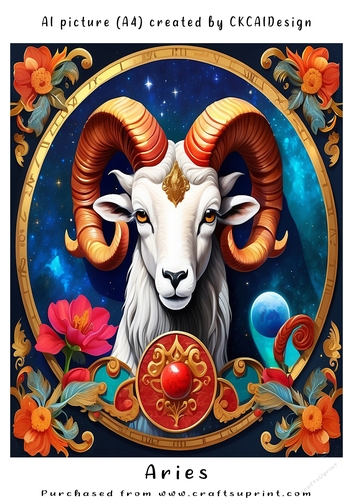 A4 AI Beautiful Fantasy Zodiac Signs Aries