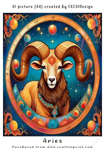 A4 AI Beautiful Fantasy Zodiac Signs Aries