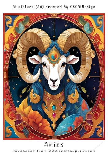 A4 AI Beautiful Fantasy Zodiac Signs Aries
