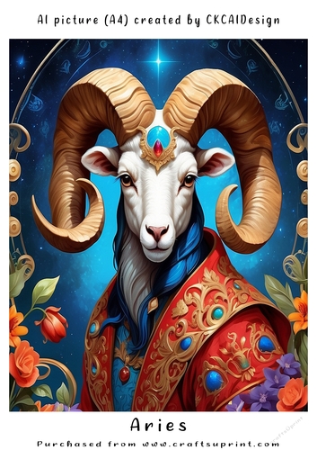 A4 AI Beautiful Fantasy Zodiac Signs Aries