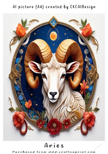 A4 AI Beautiful Fantasy Zodiac Signs Aries