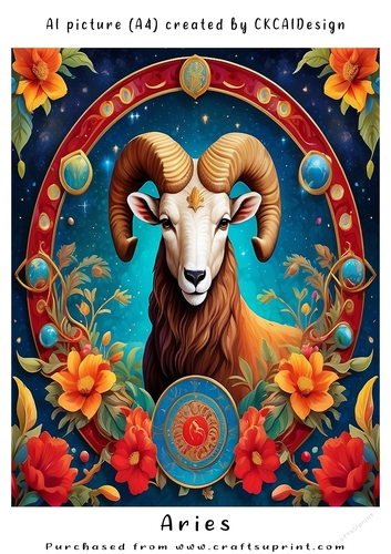 A4 AI Beautiful Fantasy Zodiac Signs Aries