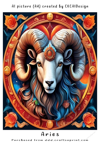 A4 AI Beautiful Fantasy Zodiac Signs Aries