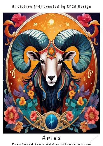 A4 AI Beautiful Fantasy Zodiac Signs Aries