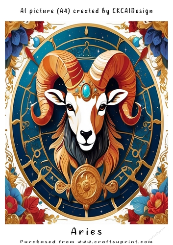 A4 AI Beautiful Fantasy Zodiac Signs Aries