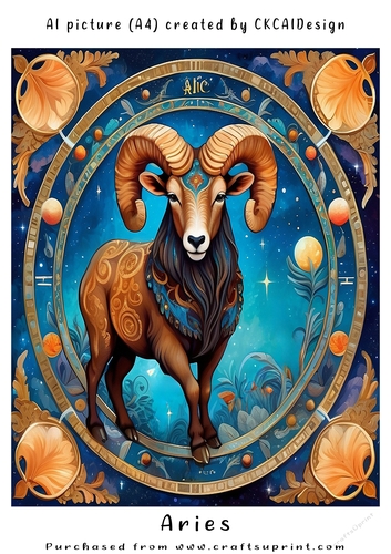 A4 AI Beautiful Fantasy Zodiac Signs Aries