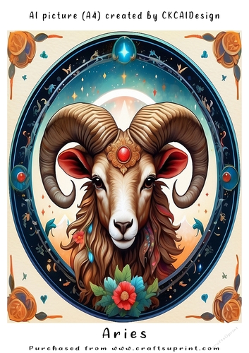 A4 AI Beautiful Fantasy Zodiac Signs Aries