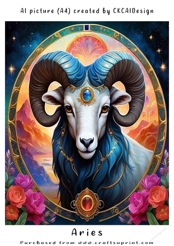 A4 AI Beautiful Fantasy Zodiac Signs Aries