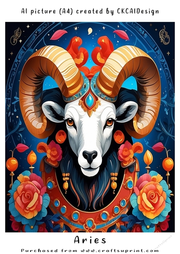 A4 AI Beautiful Fantasy Zodiac Signs Aries