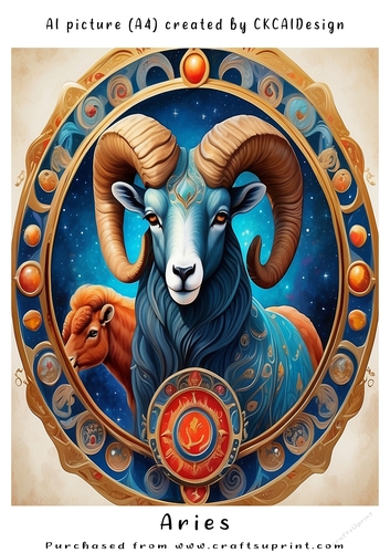 A4 AI Beautiful Fantasy Zodiac Signs Aries