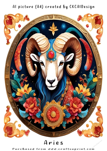 A4 AI Beautiful Fantasy Zodiac Signs Aries