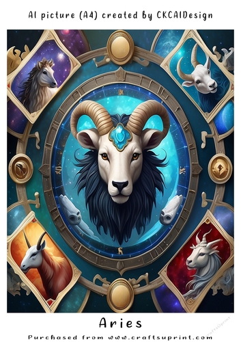 A4 AI Beautiful Fantasy Zodiac Signs Aries