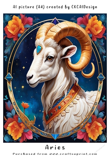 A4 AI Beautiful Fantasy Zodiac Signs Aries