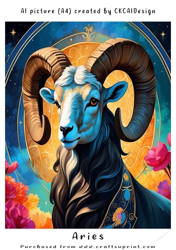 A4 AI Beautiful Fantasy Zodiac Signs Aries