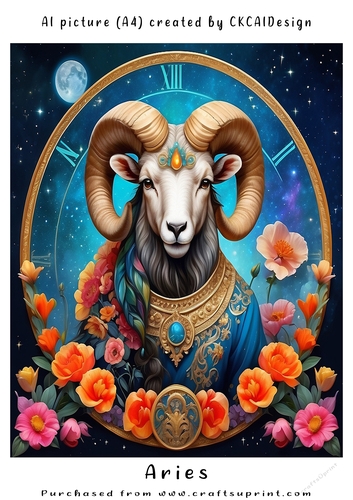 A4 AI Beautiful Fantasy Zodiac Signs Aries