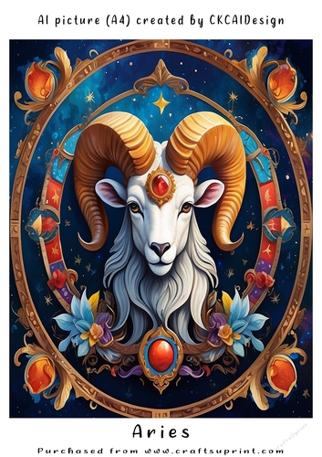 A4 AI Beautiful Fantasy Zodiac Signs Aries
