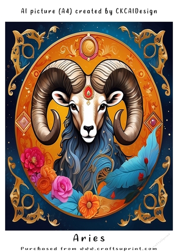 A4 AI Beautiful Fantasy Zodiac Signs Aries