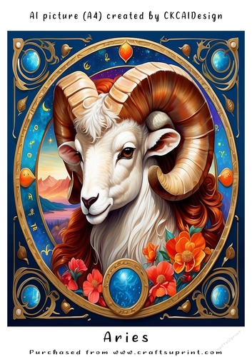 A4 AI Beautiful Fantasy Zodiac Signs Aries