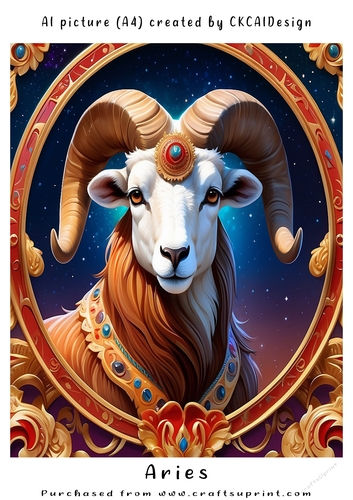 A4 AI Beautiful Fantasy Zodiac Signs Aries