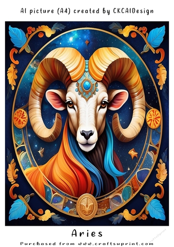 A4 AI Beautiful Fantasy Zodiac Signs Aries
