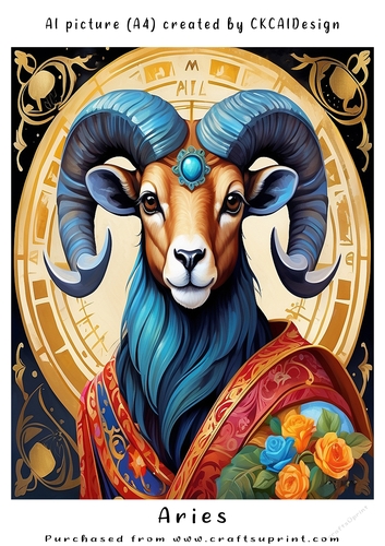 A4 AI Beautiful Fantasy Zodiac Signs Aries