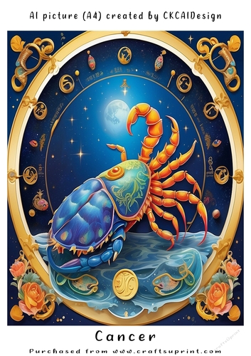 A4 AI Beautiful Fantasy Zodiac Signs Cancer
