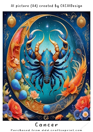 A4 AI Beautiful Fantasy Zodiac Signs Cancer