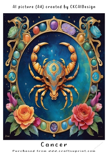A4 AI Beautiful Fantasy Zodiac Signs Cancer