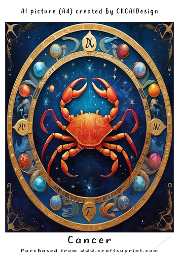 A4 AI Beautiful Fantasy Zodiac Signs Cancer