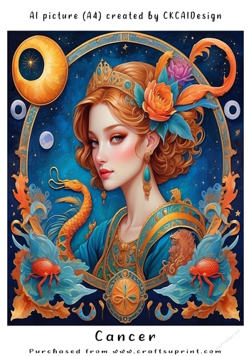 A4 AI Beautiful Fantasy Zodiac Signs Cancer