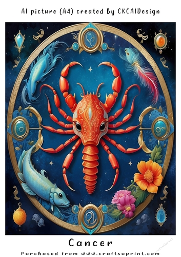 A4 AI Beautiful Fantasy Zodiac Signs Cancer