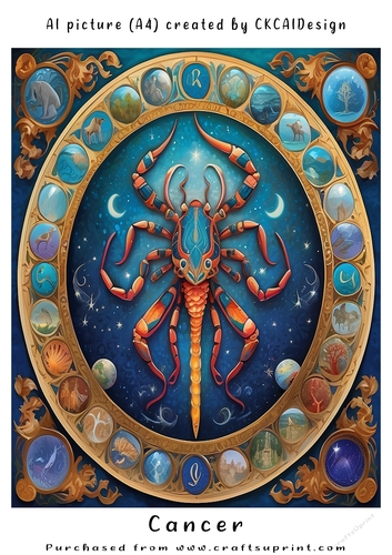 A4 AI Beautiful Fantasy Zodiac Signs Cancer