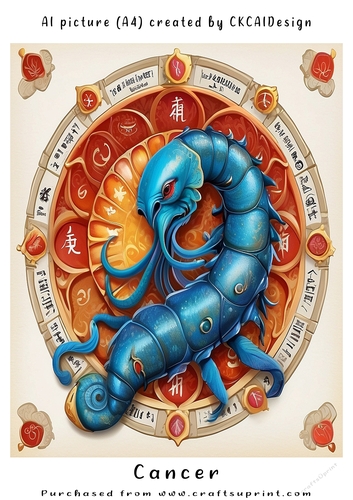 A4 AI Beautiful Fantasy Zodiac Signs Cancer