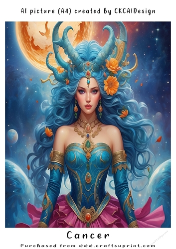 A4 AI Beautiful Fantasy Zodiac Signs Cancer