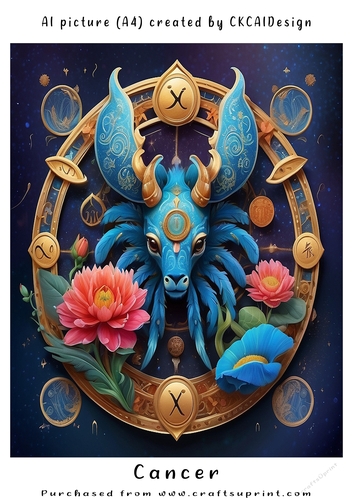 A4 AI Beautiful Fantasy Zodiac Signs Cancer