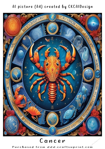 A4 AI Beautiful Fantasy Zodiac Signs Cancer