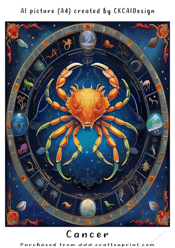 A4 AI Beautiful Fantasy Zodiac Signs Cancer