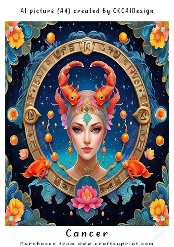 A4 AI Beautiful Fantasy Zodiac Signs Cancer