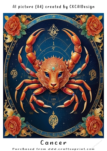 A4 AI Beautiful Fantasy Zodiac Signs Cancer