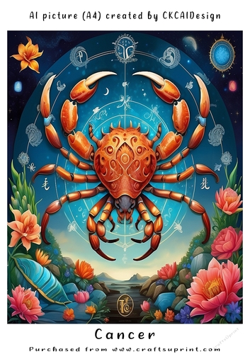 A4 AI Beautiful Fantasy Zodiac Signs Cancer