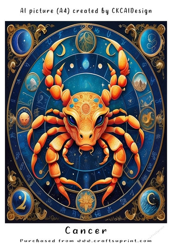 A4 AI Beautiful Fantasy Zodiac Signs Cancer