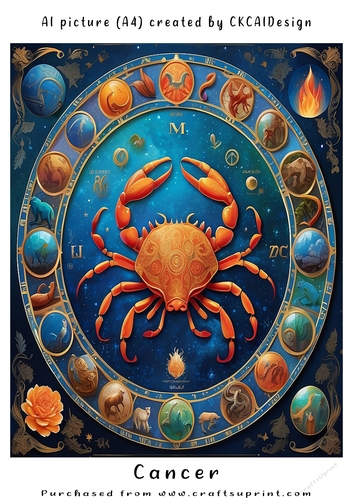A4 AI Beautiful Fantasy Zodiac Signs Cancer